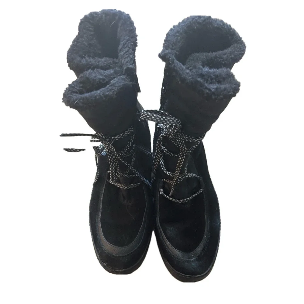 BareTraps Lancy Black Suede Winter Boots with Faux Fur Lining.   Size 7.5